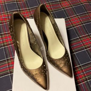 Ann Klein bronze cut out heels